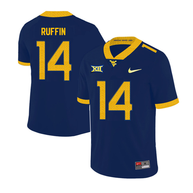 2019 Men #14 Malachi Ruffin West Virginia Mountaineers College Football Jerseys Sale-Navy